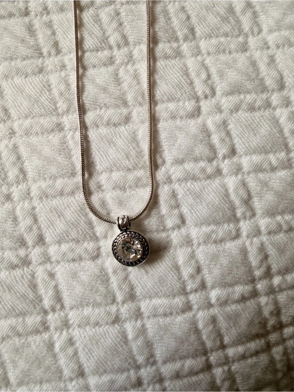 Napier Silver-Tone Round Crystal Pendant Necklace with Studs - Silver